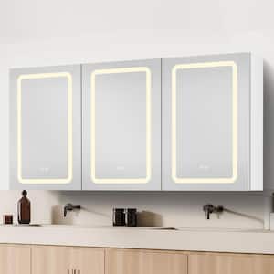 60 in. W x 30 in. H Large Rectangular Aluminum Surface Mount Defogging LED Medicine Cabinet w/Mirror and Lights in White