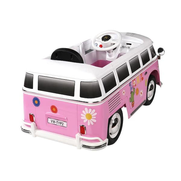 Rollplay 6V VW Type 2 Bus Ride-on Battery Powered Toy Car Pink 