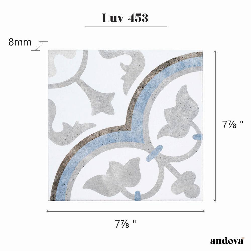 Blue and Gray Glazed Porcelain 8" x 8" Tile