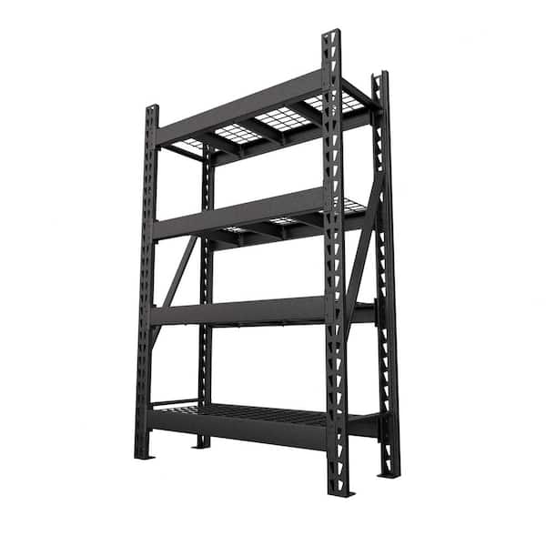 72 in. Black Metal 4-Tier Garage Storage Shelving Bookcases Unit with Adjustable Shelves (48 in. W x 18 in. D)