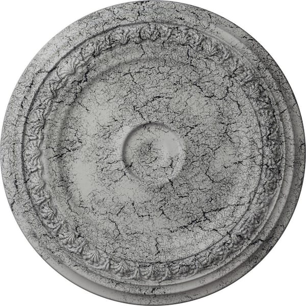 Ekena Millwork 1-1/2 in. x 31-1/8 in. x 31-1/8 in. Polyurethane Carlsbad Ceiling Medallion, Ultra Pure White Crackle