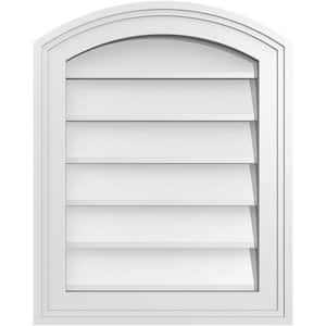 16 in. x 20 in. Arch Top Surface Mount PVC Gable Vent: Functional with Brickmould Frame