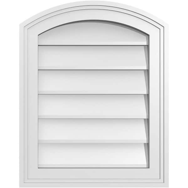 Ekena Millwork 16 in. x 20 in. Arch Top Surface Mount PVC Gable Vent: Functional with Brickmould Frame