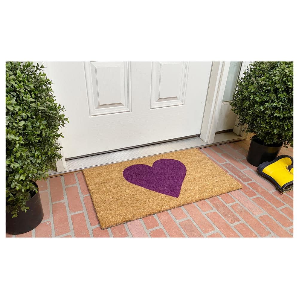 Purple Heart Natural Coir Outdoor Doormat, 17" x 29"