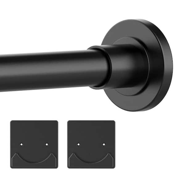 Adjustable Shower Curtain Rod 16.90 in. L x 3.10 in. W Black Anti-Rust Tension Rod with Holder for Bathroom
