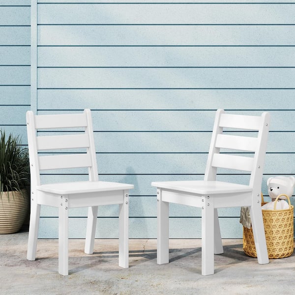Garden Party Children's Outdoor Patio All Weather HDPE Plastic Dining Chair for Kids (Set of 2), White