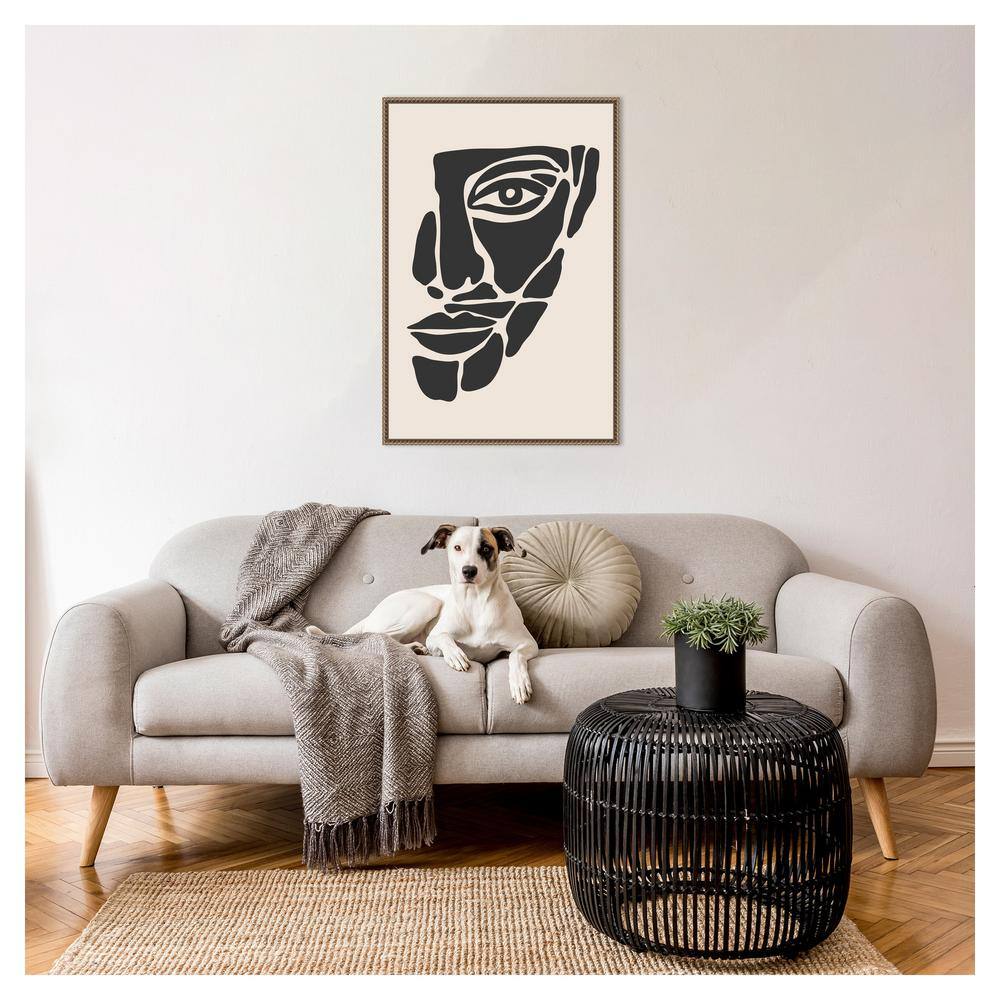 33"x23" Monochrome Abstract Face Beaded Canvas Art