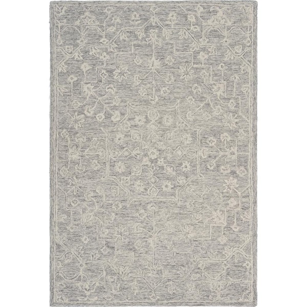 Jade Silver/Gray 7 ft. x 9 ft. Floral Escape Indoor Area Rug