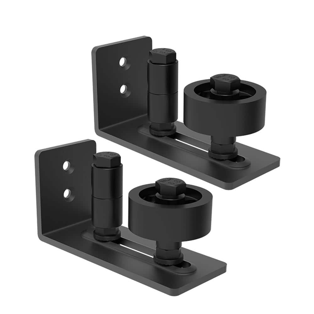 4.88 in. Black Steel Heavy-Duty Adjustable Sliding Barn Door Floor Guide Ha
