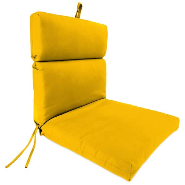 Jordan Manufacturing Sunbrella 22" x 44" Canvas Sunflower Yellow Solid Rectangular French Edge Outdoor Chair Cushion