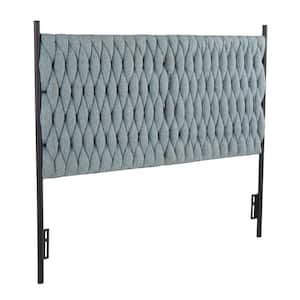 Braided Matisse 62.5 in. W Blue Fabric and Black Metal Queen Headboard