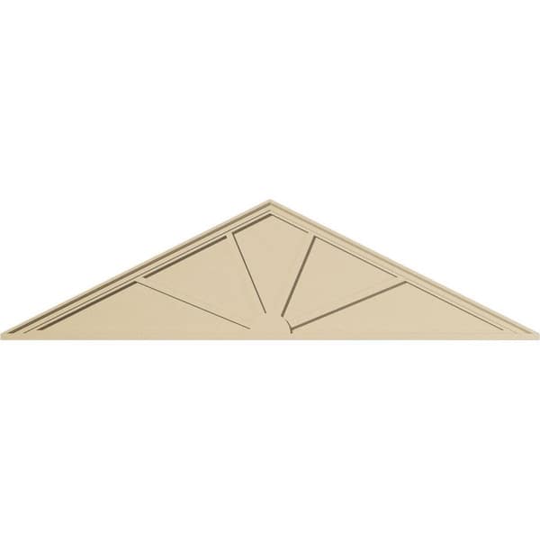 86-in. W x 22-1/2-in. H x 2-in. P (Pitch 6/12) Peaked Cap 4 Spoke Signature Urethane Pediment, Primed Tan