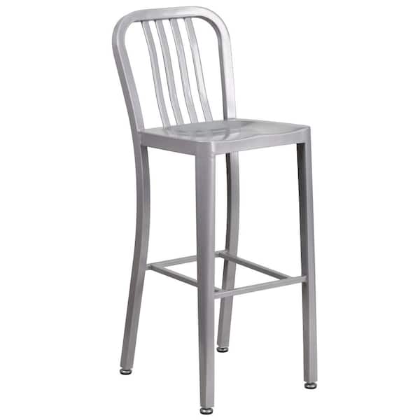 30.25 in. Silver Bar Stool