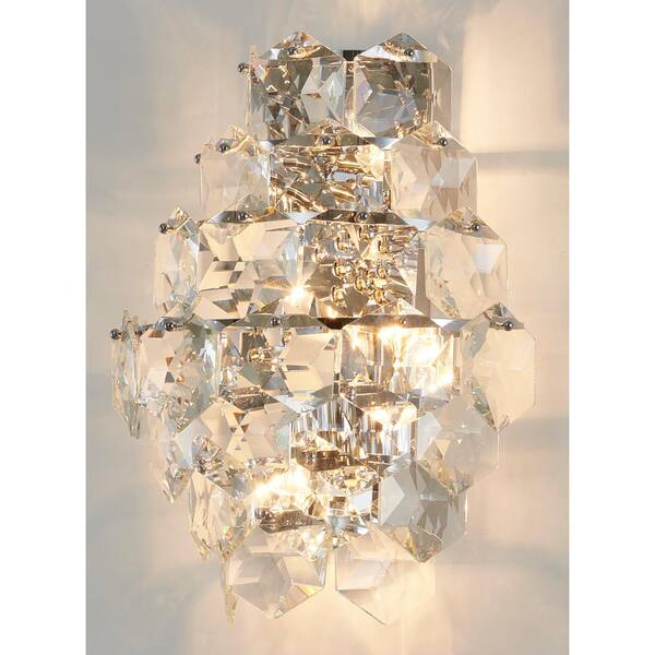 Brilliant vintage sparkling crystal & brass lamp, 30 h x 7”D