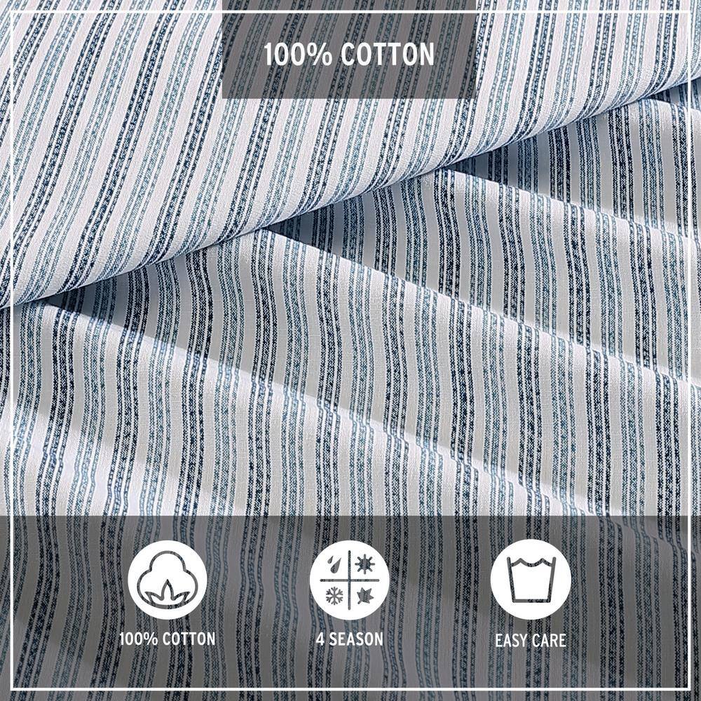 Navy Blue Cotton Full/Queen Duvet Set with Shams