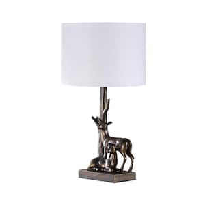 19.75 in. Capreolus Bronze Western Roe Deers Polyresin Table Lamp