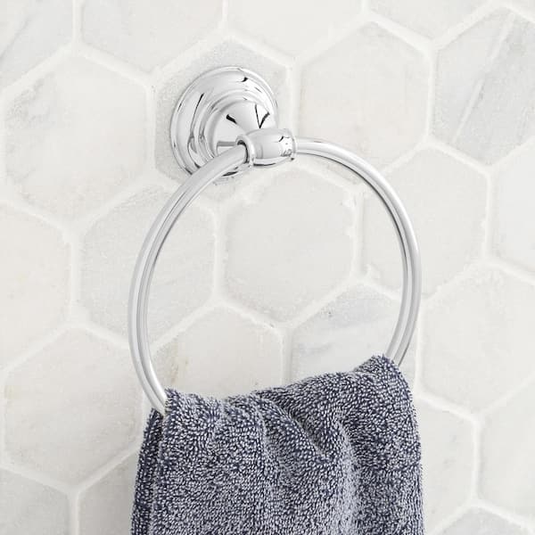 SIGNATURE HARDWARE Beasley Wall Mounted Towel Rings in Chrome