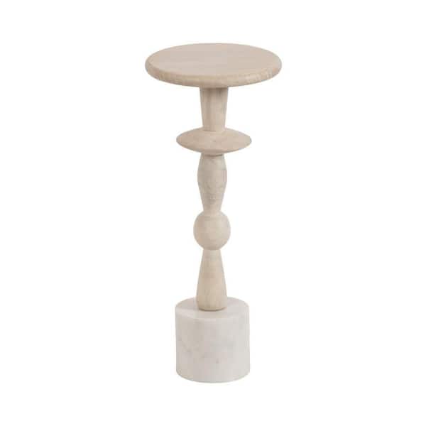 Kate and Laurel Avenal 9 in. White Round Wood End Table