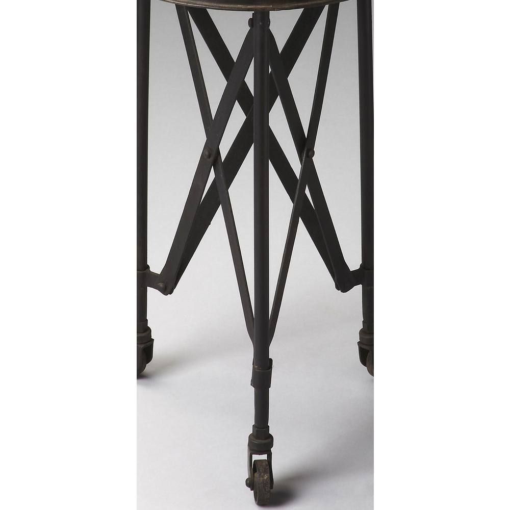 Costigan 15'' Round Black Metal & Wood Industrial Accent Table