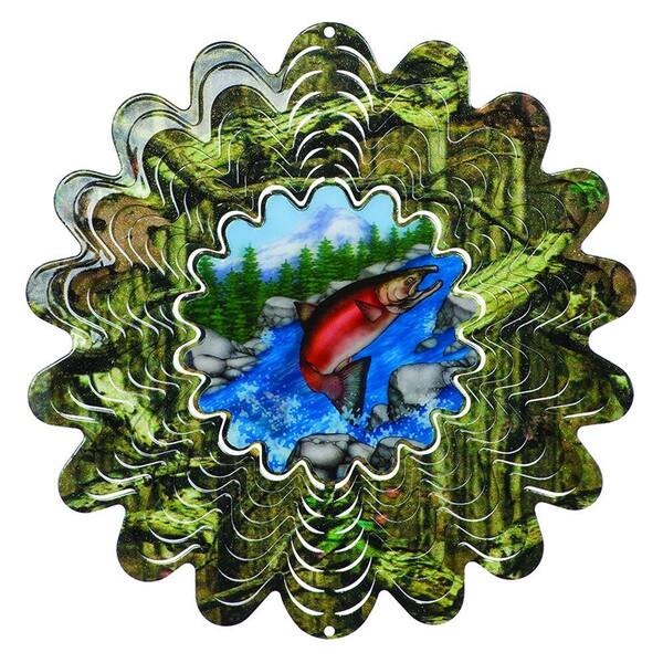 Iron Stop 10 in. Mossy Oak Animated Salmon Wind Spinner