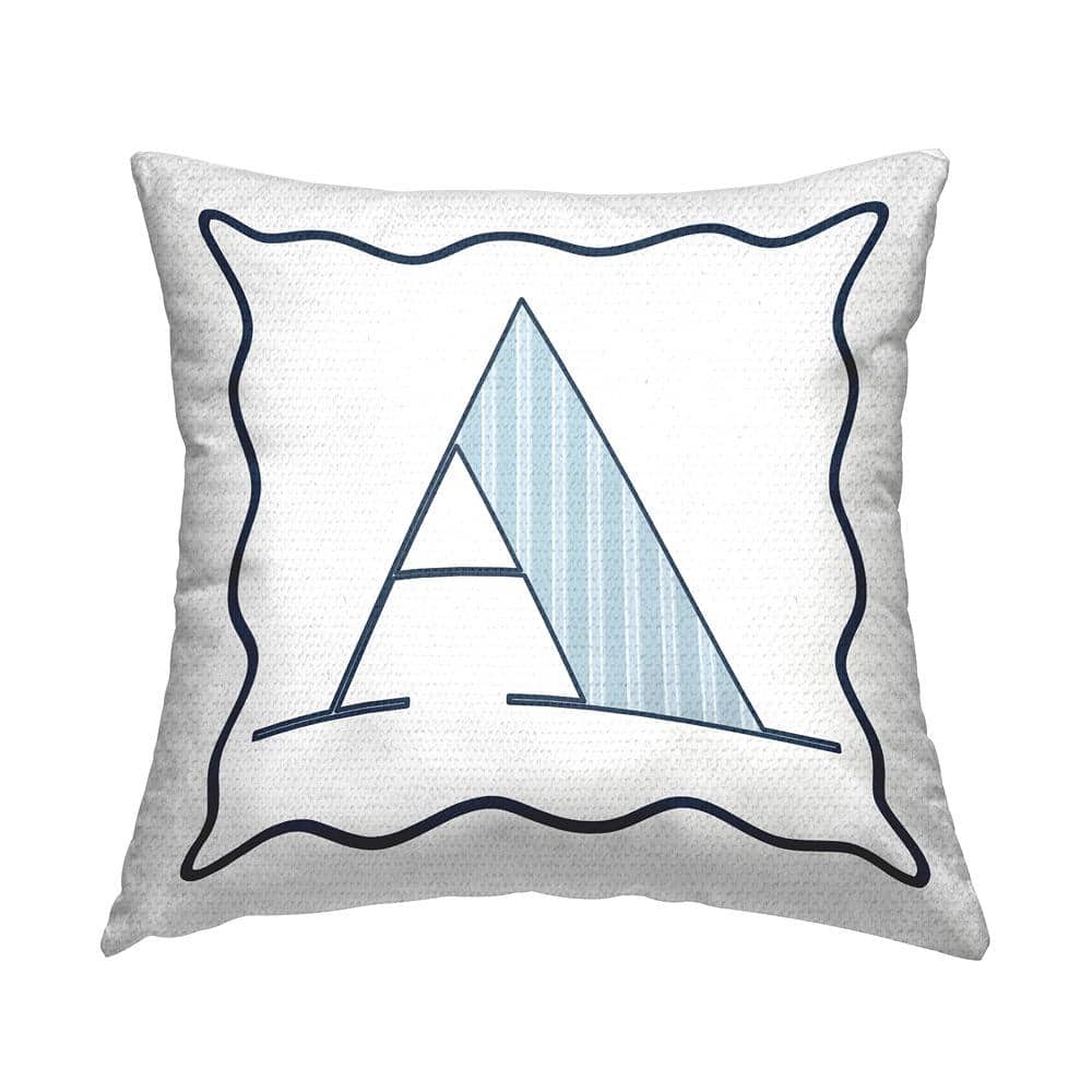 Blue Polka Dot Letter A Outdoor Throw Pillow