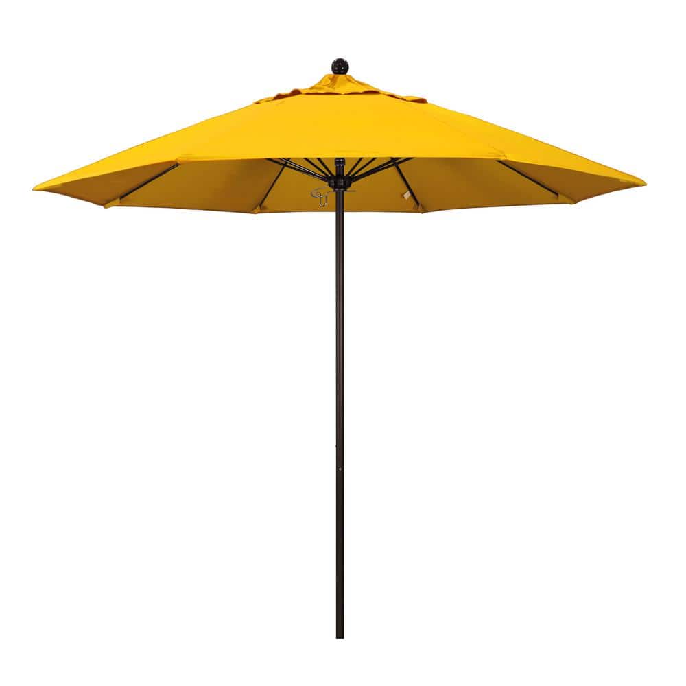 9 ft. Bronze Aluminum Commercial Market Patio Umbrella with Fiberglass Ribs and Push Lift in Sunflower Yellow Sunbrella price history on PriceWatchPro