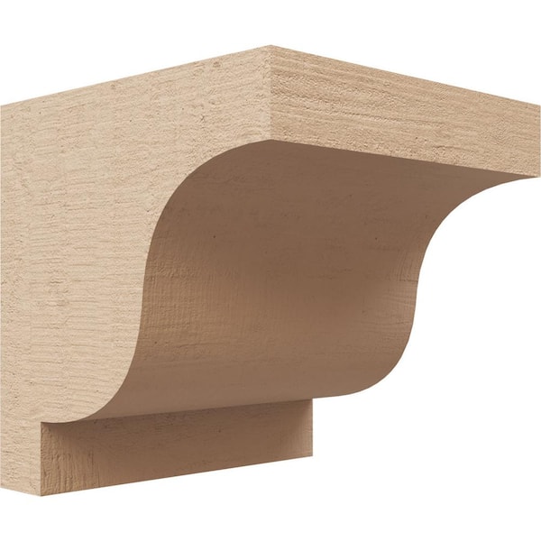 Ekena Millwork 4 in. x 4 in. x 4 in. Series 1 Wide Newport Rough Cedar Woodgrain Timberthane Polyurethane Corbel, Primed Tan