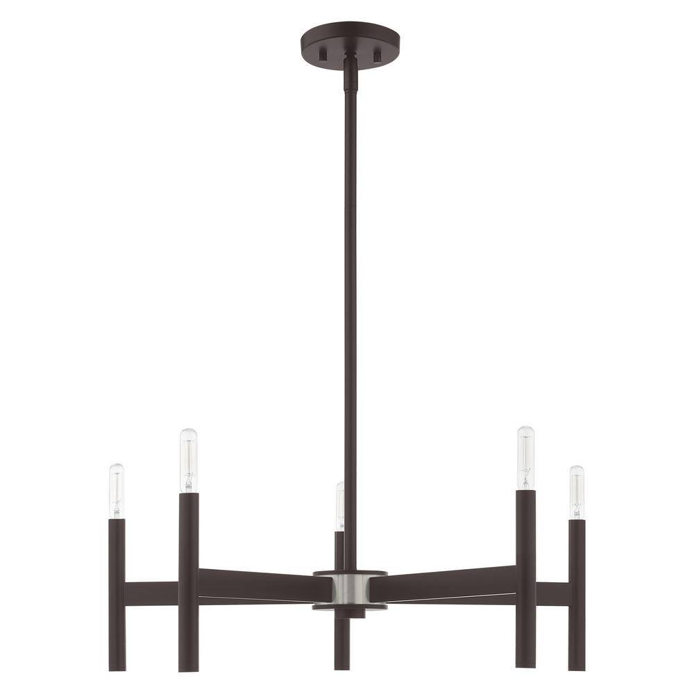 Bronze 5-Light Mid-Century Modern Chandelier