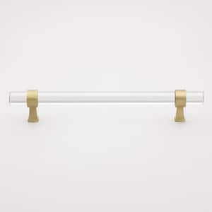6-1/4 in. Center-to-Center Clear Acrylic Cabinet Drawer Pull with Satin Gold Bases (10-Pack)