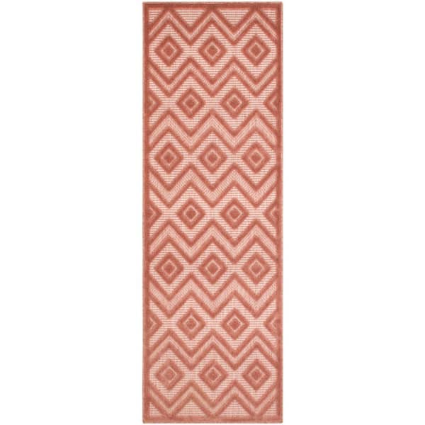 Nourison Versatile Coral Orange 2 ft. x 6 ft. Diamond Contemporary Runner Indoor Area Rug