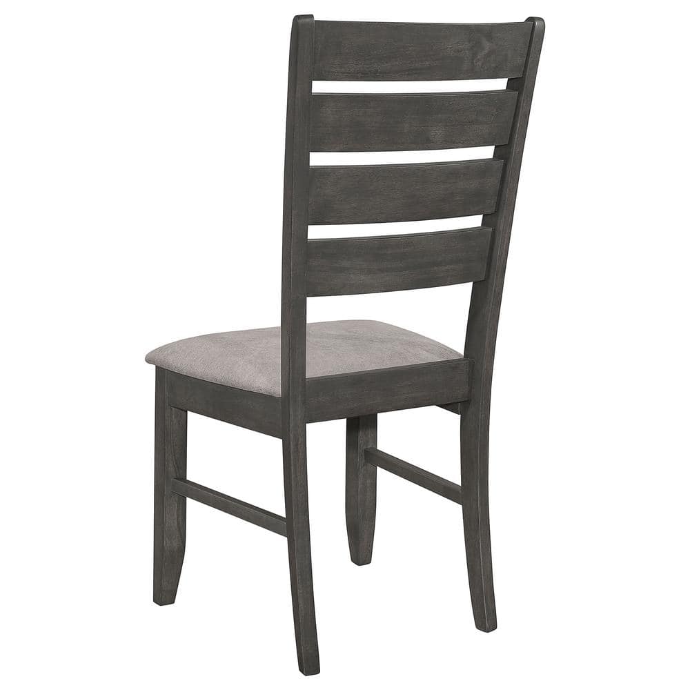 Dark Gray Upholstered Ladderback Wood Side Chair Set