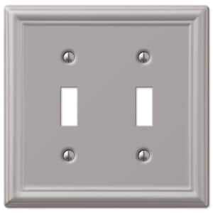 Ascher 2-Gang Brushed Nickel Toggle Stamped Steel Wall Plate