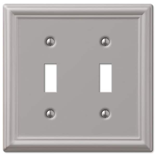 AMERELLE Ascher 2-Gang Brushed Nickel Toggle Stamped Steel Wall Plate