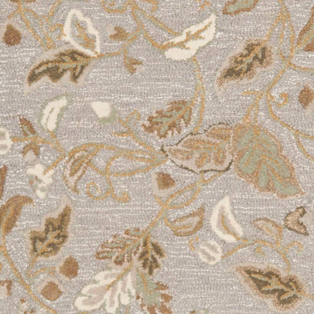 Hand-Tufted Green Floral Wool and Viscose Area Rug, 5' x 8'