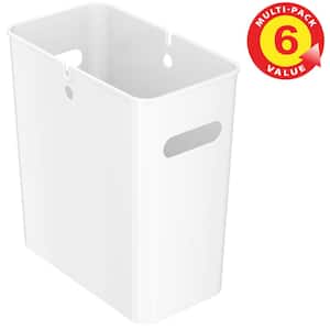 4.2 Gal. Wastebasket 6-Pack, 16L Plastic Trash Can Garbage Bin Storage Container for Home Office Bathroom Kitchen White