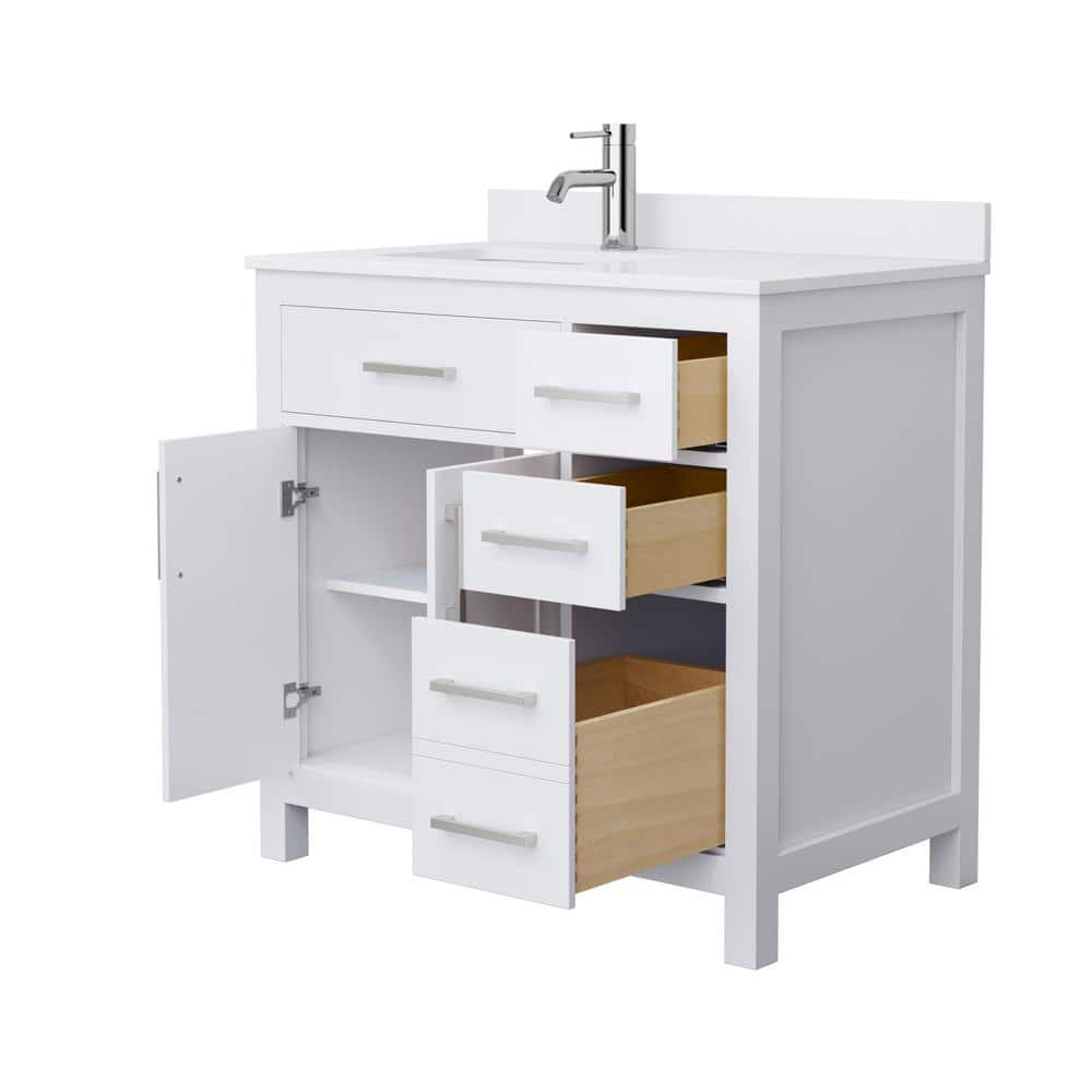 Beckett 36" White Wood Single Bathroom Vanity with Marble Countertop