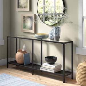 Rigan 64 in. Rectangle Blackened Bronze Glass Console Table