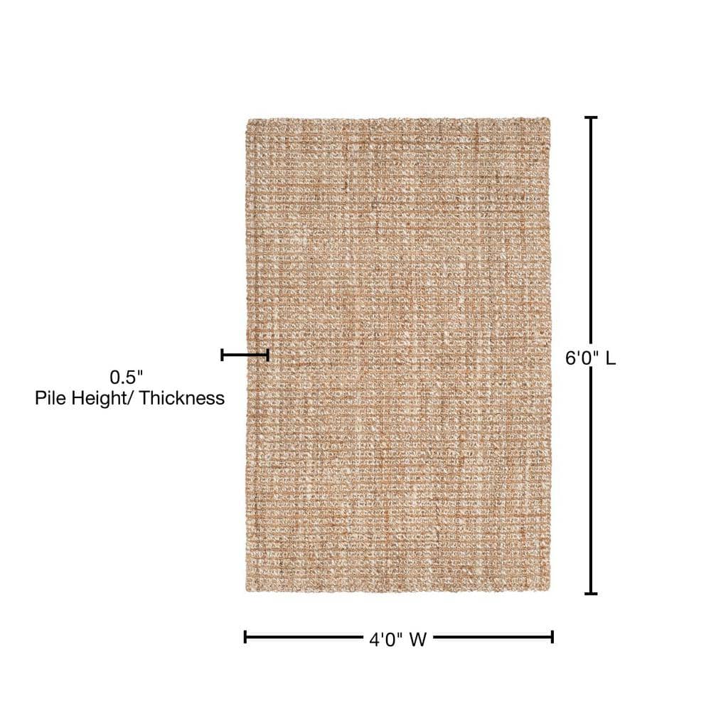 Natural Hand-Knotted Jute 4' x 6' Area Rug