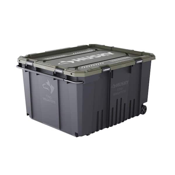 170 Gal. Pro Grip Storage Tote in Black with Army Green Lid