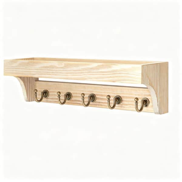 14 in. W x 3.74 in. D Natural Wood Decorative Wall Shelf