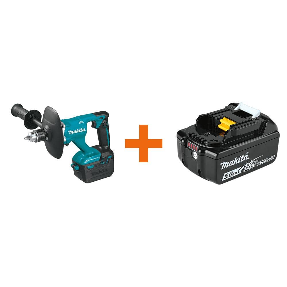 Makita 1/2 in. 18V LXT Lithium-Ion Cordless Brushless Mixer (Tool-Only) with Bonus 18V LXT Battery Pack 5.0Ah -  XTU02Z-BL1850B