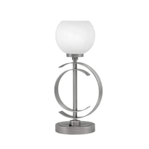 Savanna 16.5 in. Graphite Accent Table Lamp with White Marble Glass Shade