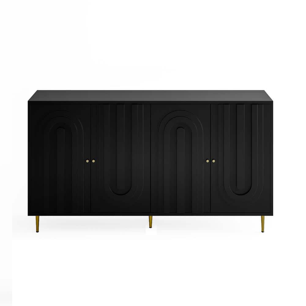 59.8 in. W x 15.7 in. D x 33.7 in. H Black Linen Cabinet with 4 Doors price history on PriceWatchPro