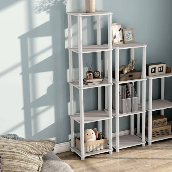Furniture of America Quincy 58.2 in. Tall Greige Engineered Wood 5-Shelf Modular Bookcase With Support Rods