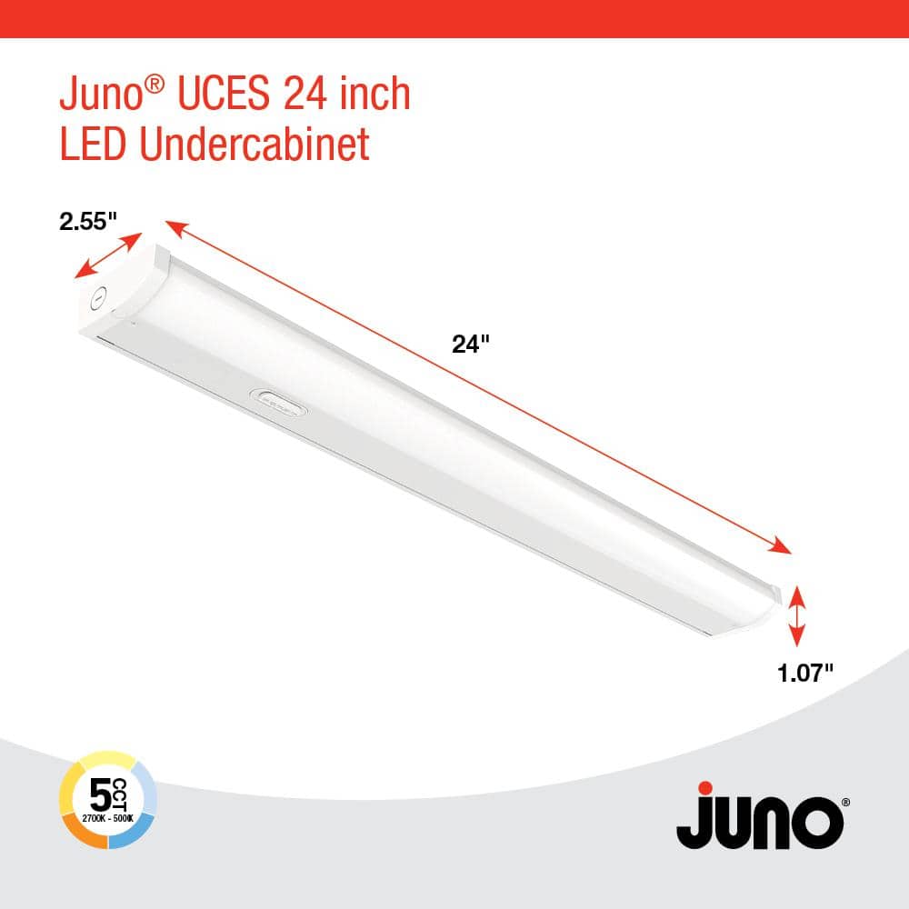 24-Inch Gloss White Metal LED Under Cabinet Light Bar