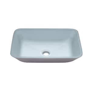 Tudela Matte Silver Glass Rectangular Vessel Bathroom Sink without Faucet