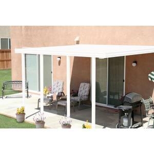 14 ft. x 12 ft. White Aluminum Attached Solid Patio Cover with 4 Posts (20 lbs. Live Load)