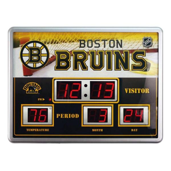 Team Sports America Boston Bruins 14 in. x 19 in. Scoreboard Clock with Temperature