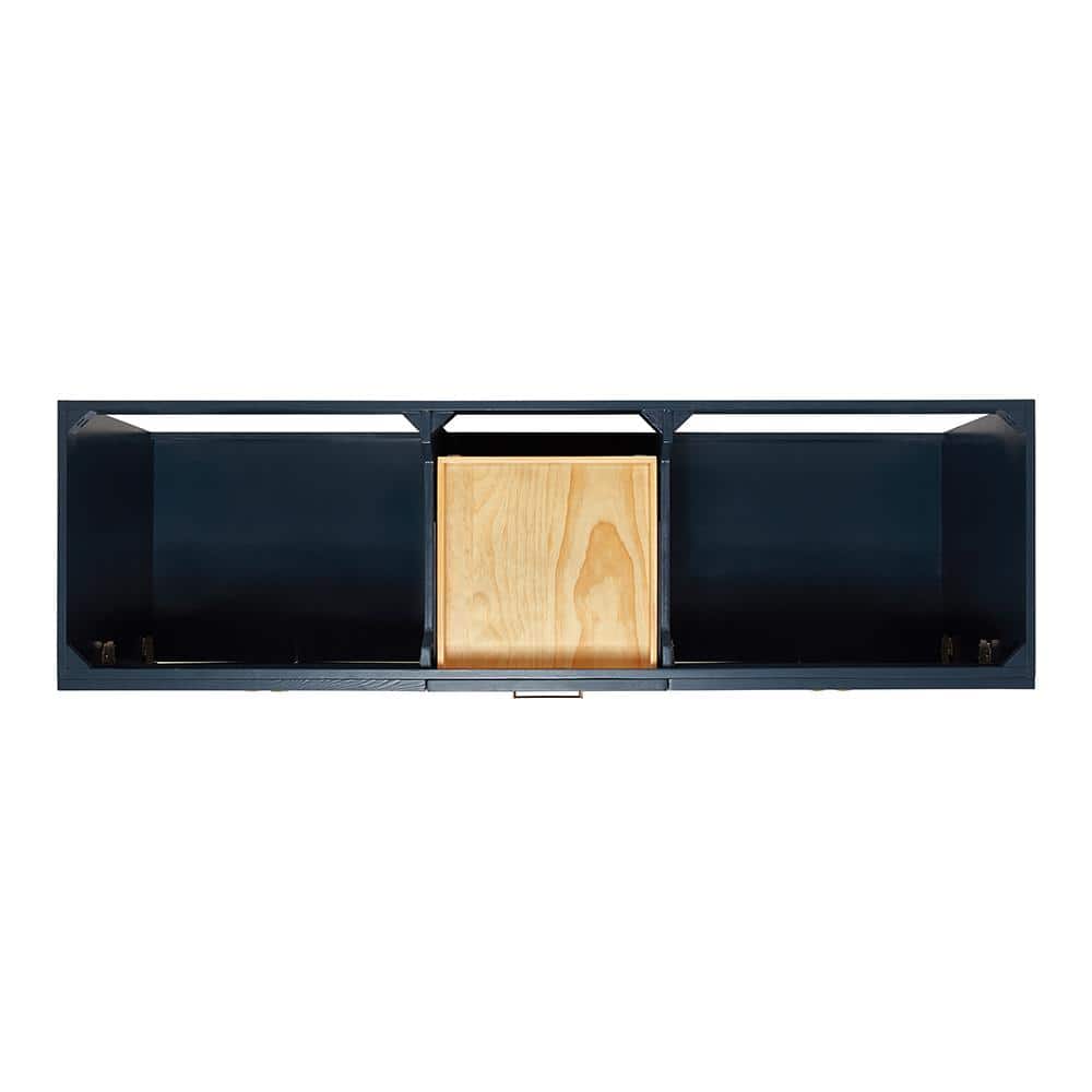 Midnight Blue Double Sink Freestanding Vanity with White Marble Top