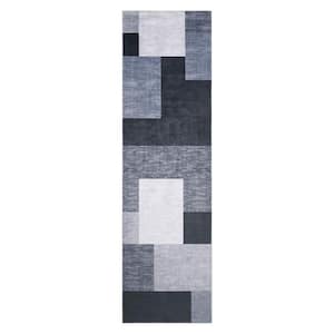 Gray 2 ft.3 in. x 8 ft. Modern Geometric Indoor Area Rug